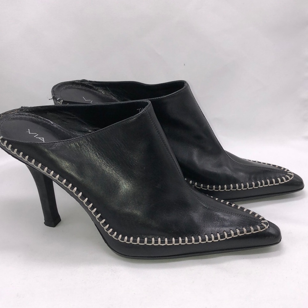 Via Spiga  Made in Italy Black Leather Mules